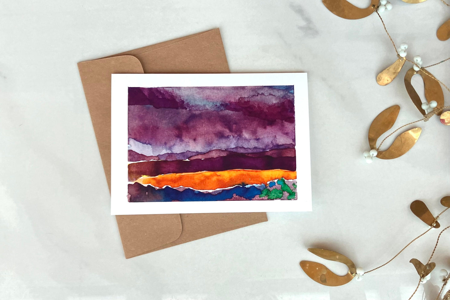 Purple mountains, blank card