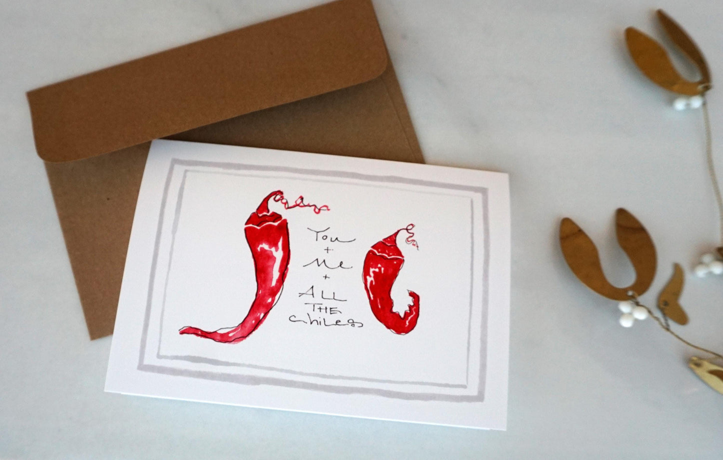 Red chile "You, Me and All the Chiles" card