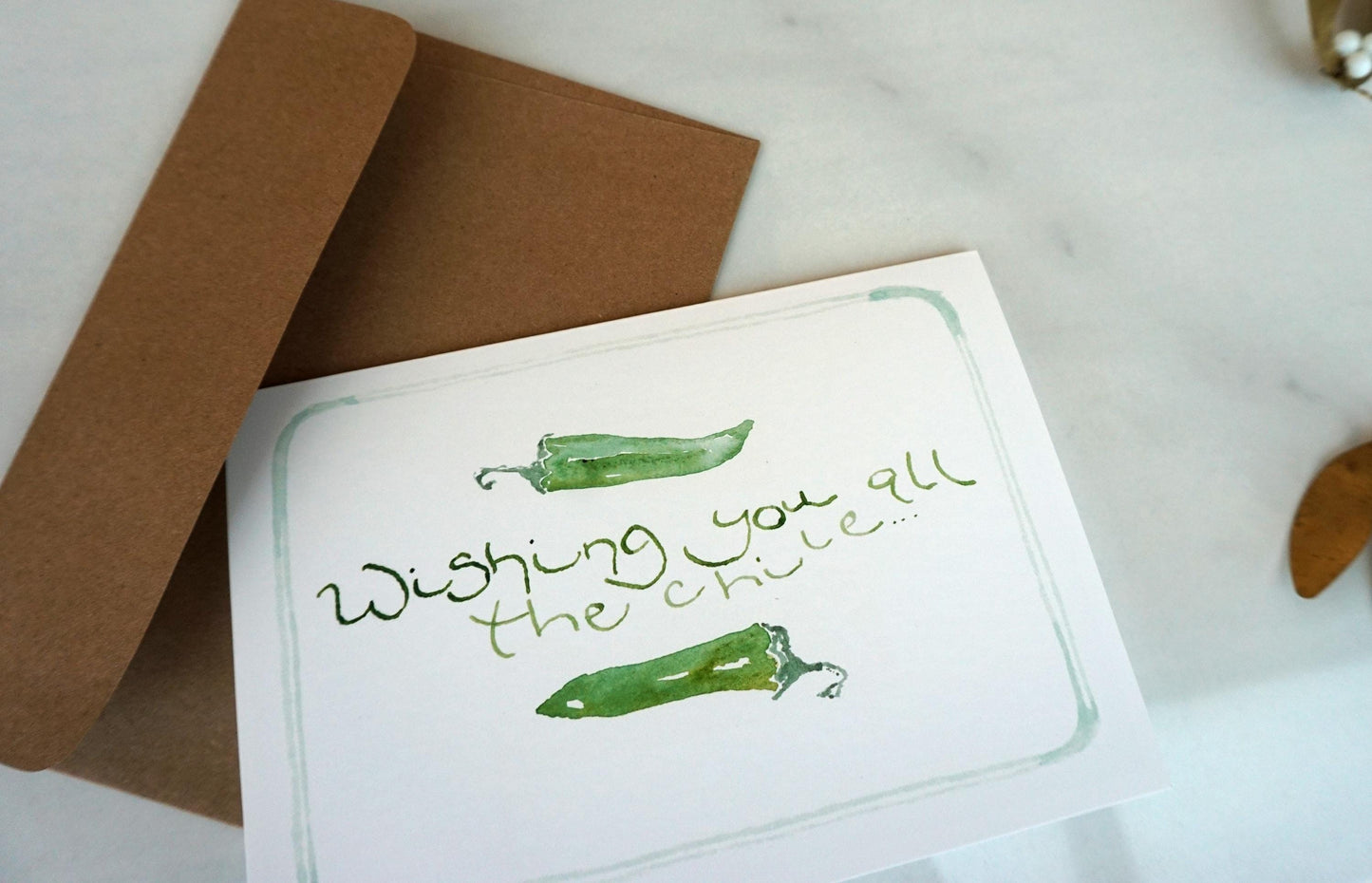Green chile "Wishing You All the Chile…" birthday card