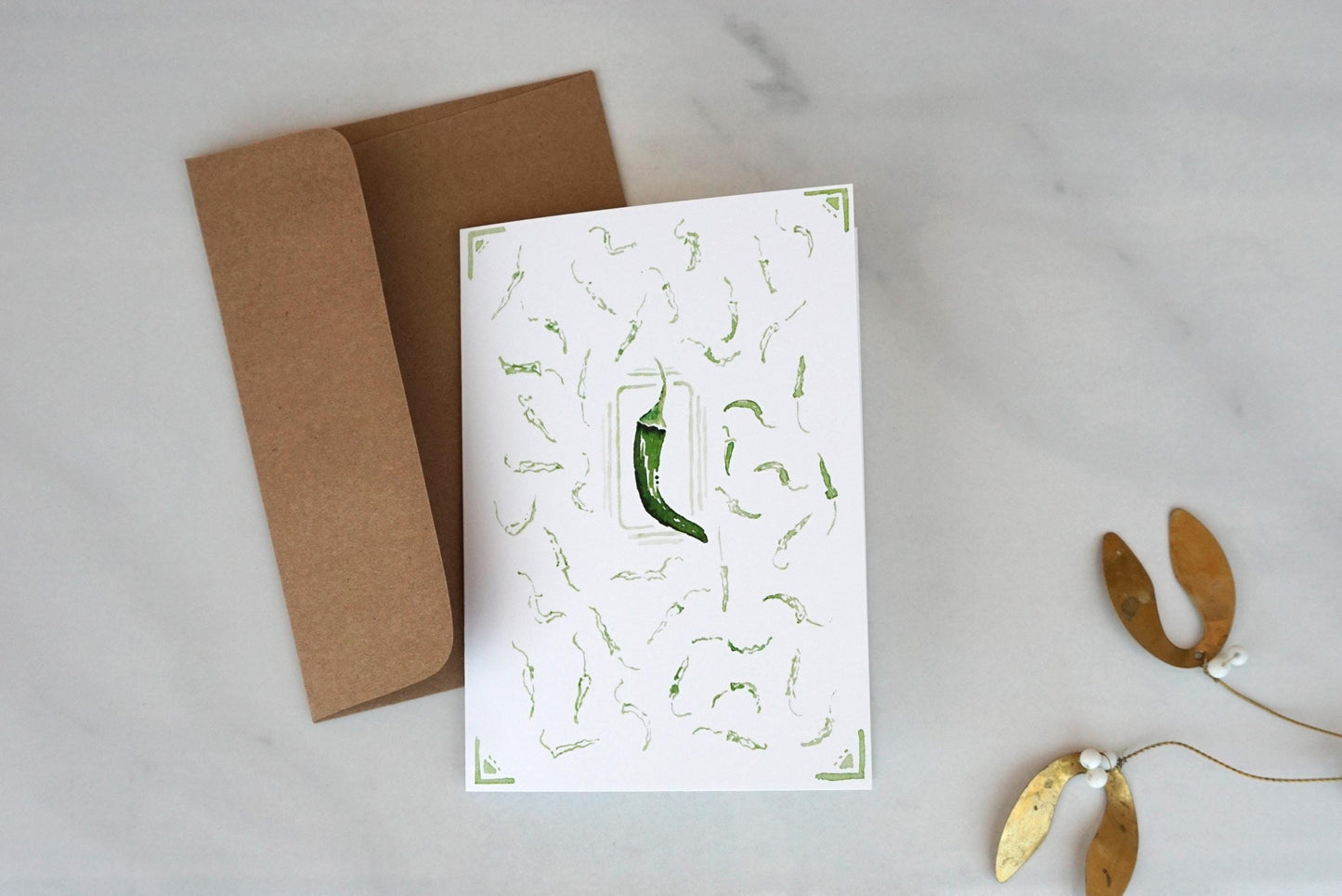 Green chile frame, blank card