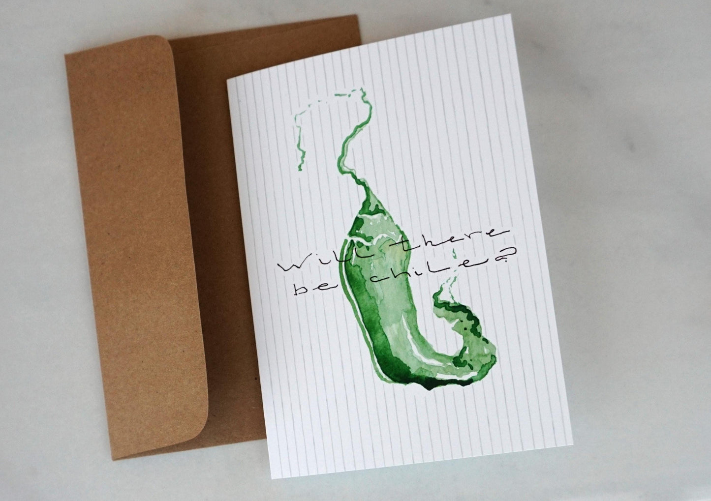 Green chile "Will There Be Chile?" card