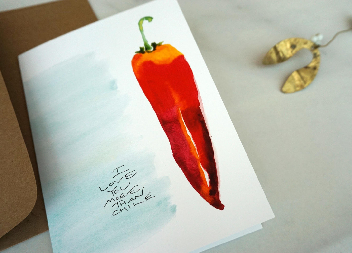 Red chile "I Love You More Than Chile" card