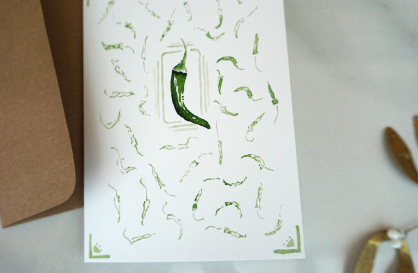 Green chile frame, blank card
