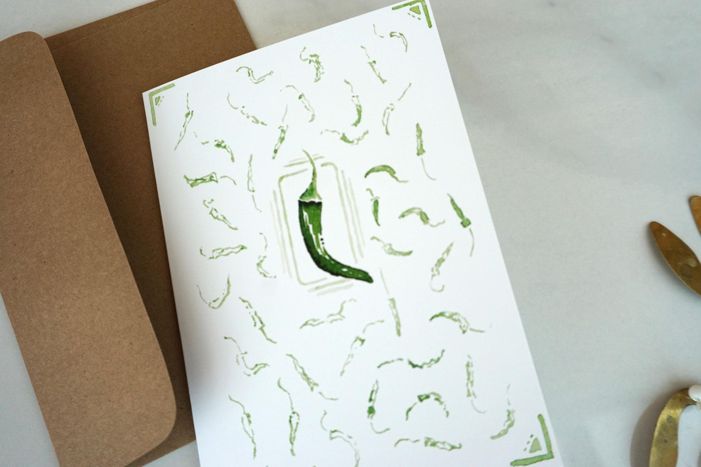 Green chile frame, blank card