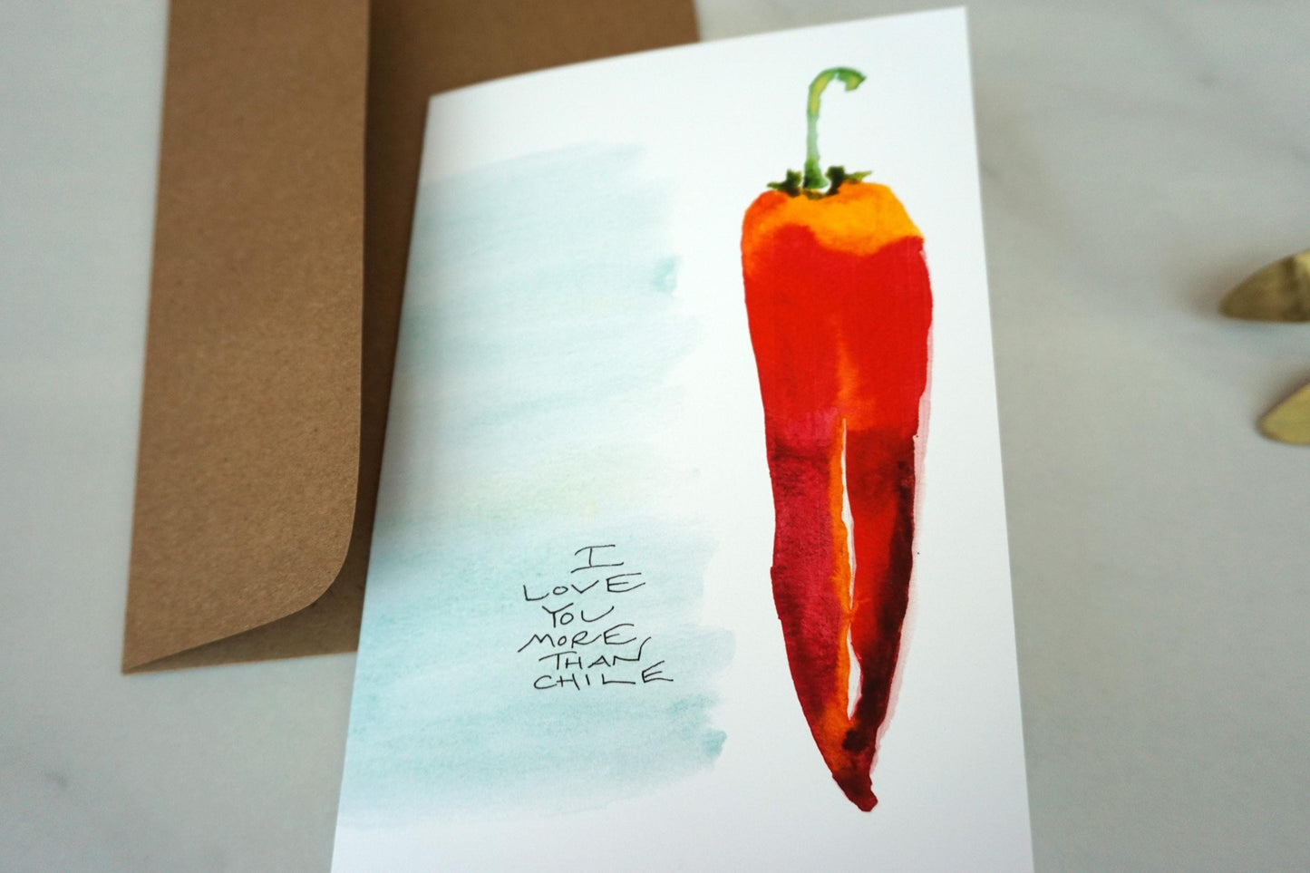Red chile "I Love You More Than Chile" card