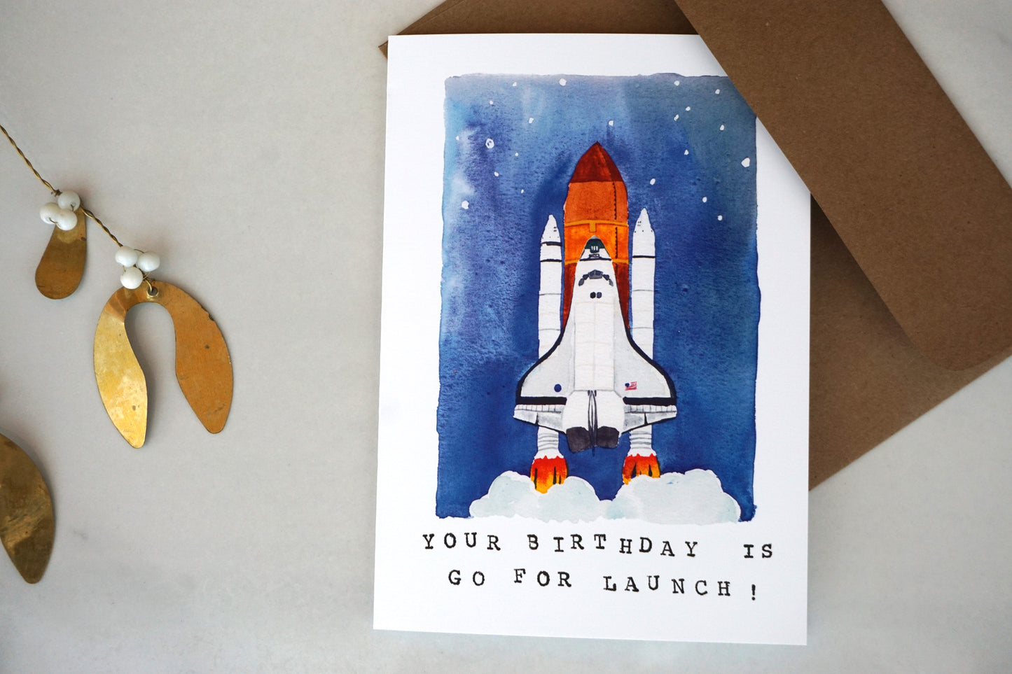 Rocket Space Shuttle "Your birthday is go for launch" Card, A7