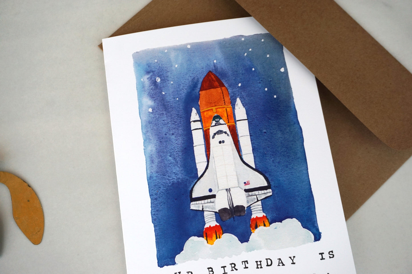 Rocket Space Shuttle "Your birthday is go for launch" Card, A7
