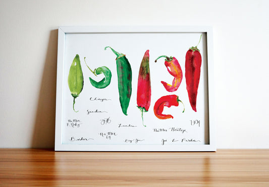 New Mexico Hatch Chile Varieties Print, 11x14