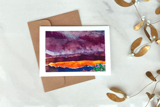 Purple mountains, blank card