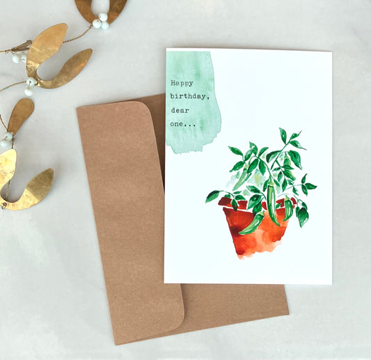 Chile plant “happy birthday dear one” card