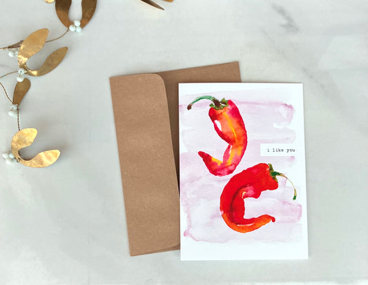 Red chile “I like you” card