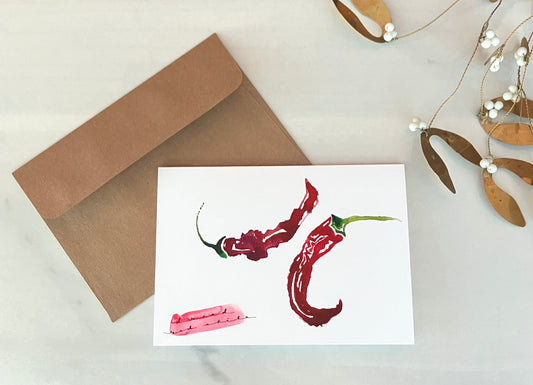Dried red chile, blank card