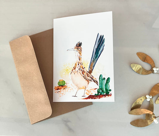 Roadrunner, blank card, vertical