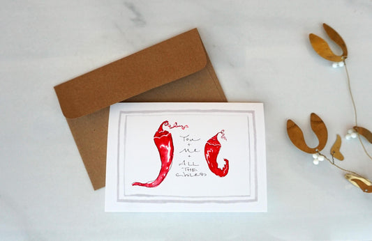 Red chile "You, Me and All the Chiles" card