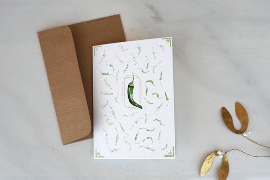 Green chile frame, blank card