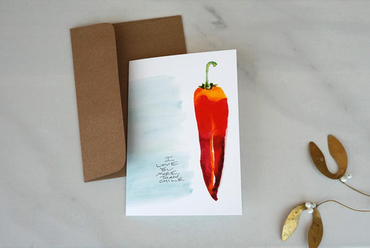 Red chile "I Love You More Than Chile" card