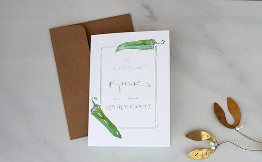 Green chile "A Little Kick on Your Birthday" card