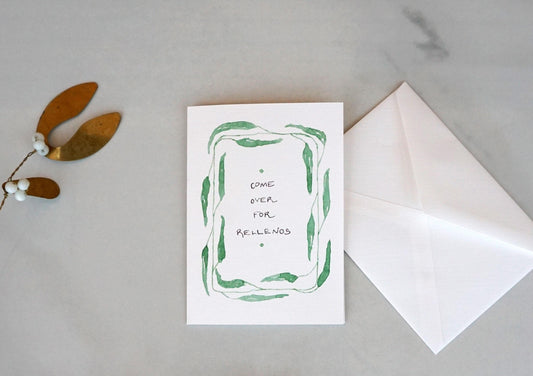 Chile "Come over for rellenos" mini card