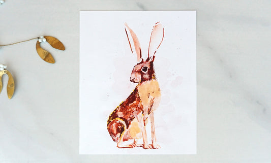 Desert jack rabbit art print, 8x10
